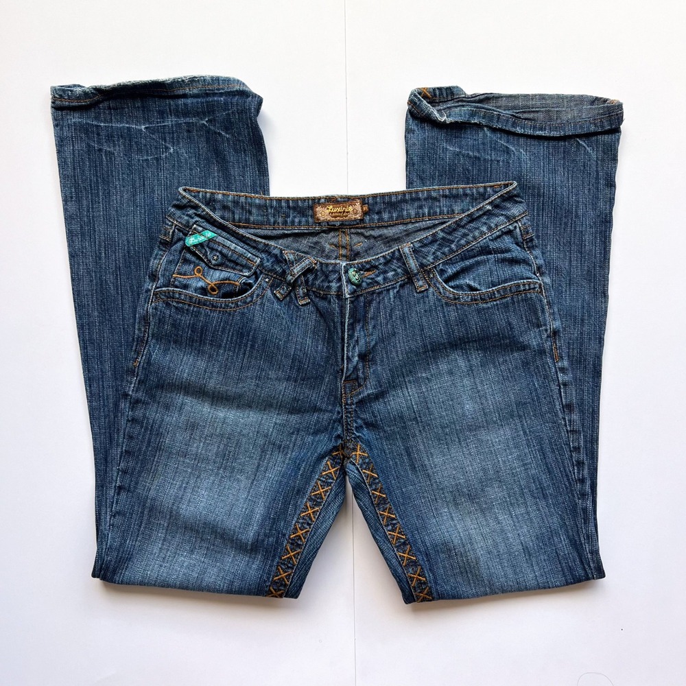 Luxurie Western Embellished Jeans with‎ Turquoise Buttons